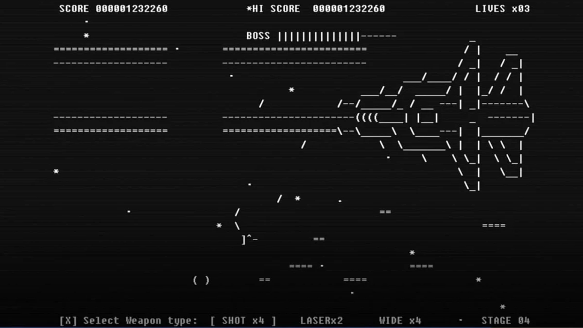 Battle for Asciion: A Modern Ode to Text-Based Gaming Reimagines Gradius with Pure ASCII Art