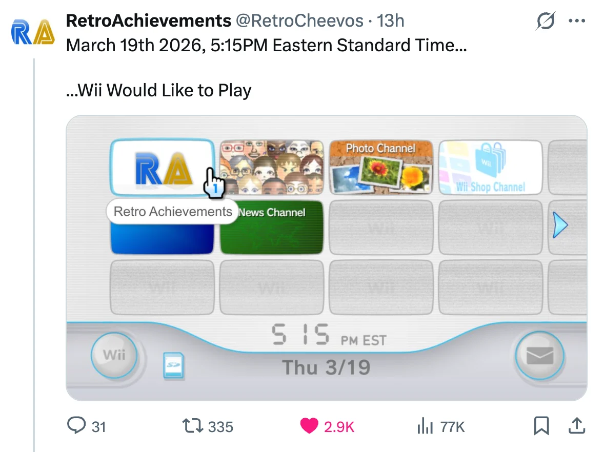 Retro Achievements Set to Launch on Nintendo Wii Through Dolphin Emulator on March 19, 2026