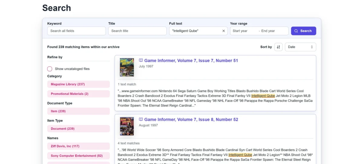 Game History Archive Unveils Major User Experience Overhaul