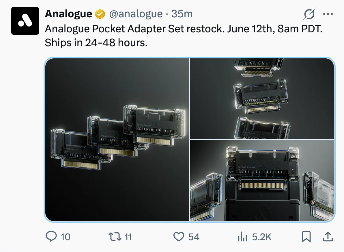 Analogue Pocket Adapters Restock Announced for June 12th, Addressing Persistent Demand