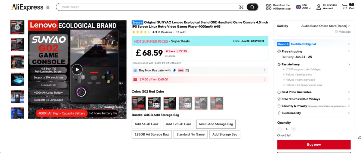 Lenovo’s Controversial "G02" Handheld Re-emerges on AliExpress Under a New Brand, SUNYAO, Amidst Lingering IP Concerns