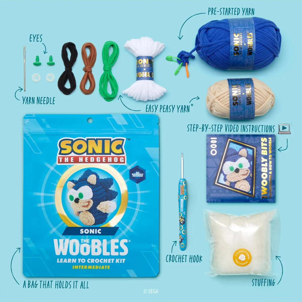 Sonic the Hedgehog Woobles Kits Let You Crochet Amigurumi Sonic, Tails, and Knuckles