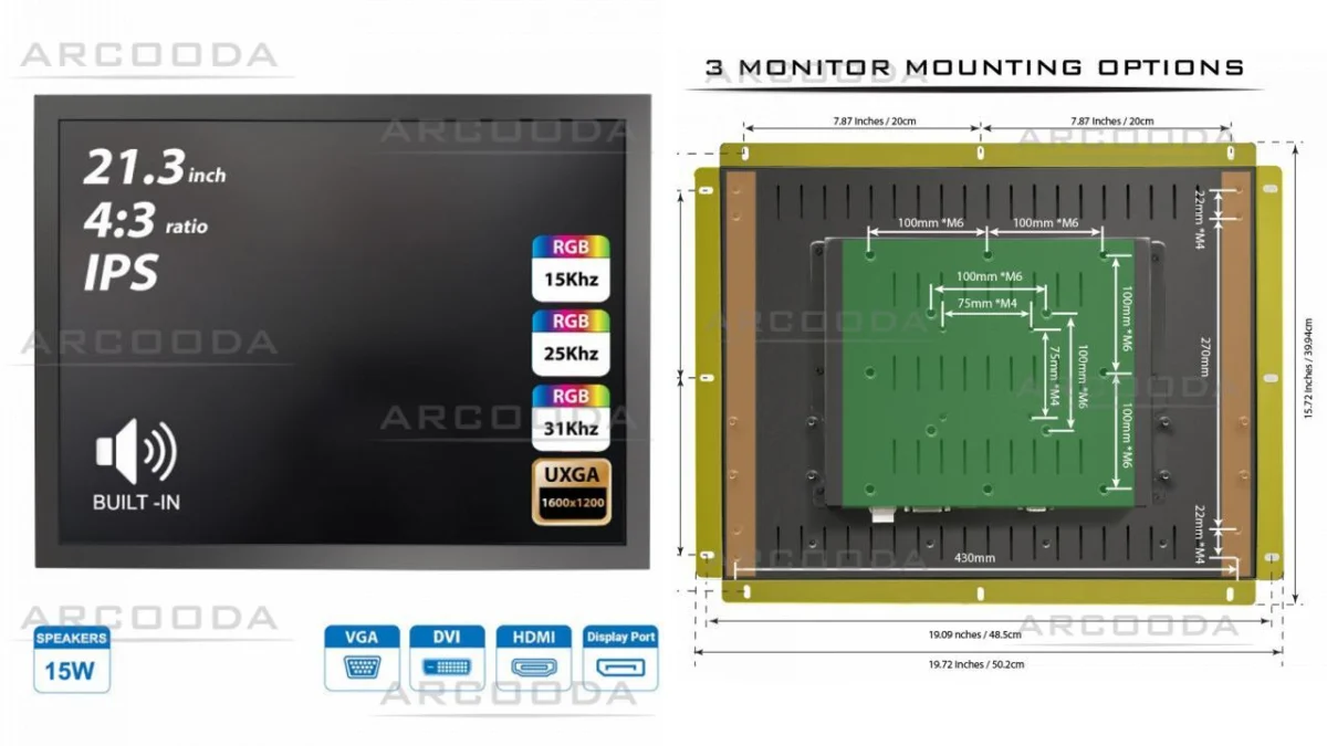 Arcooda Expands Its Retro-Compatible Display Lineup With a New 21.3-Inch 4:3 LCD Monitor Featuring Integrated Audio
