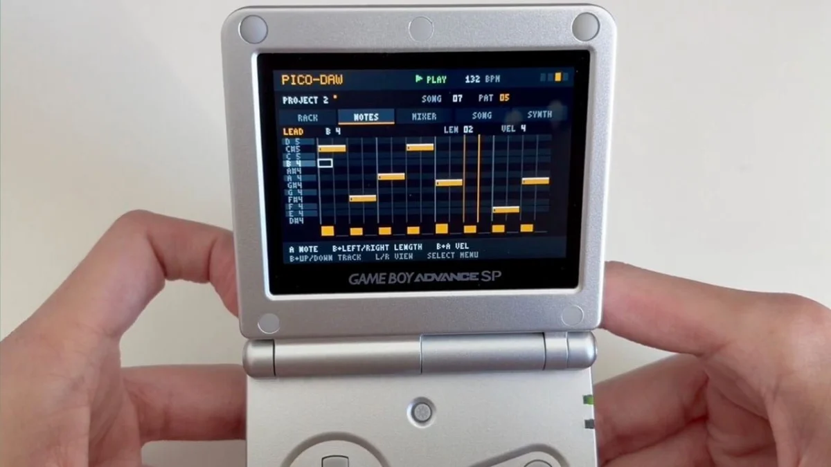 Developer Hugo Duprez Creates Nano-daw MIDI Sequencer for Game Boy Advance in Weekend Coding Sprint