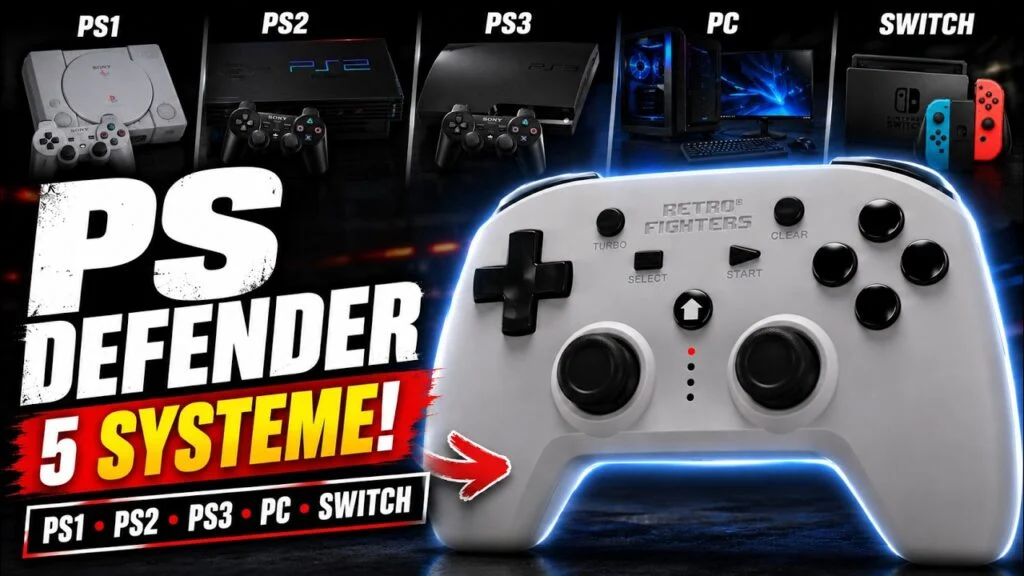 Retro Fighters Defender wireless controller offers modern versatility for classic PlayStation gaming systems